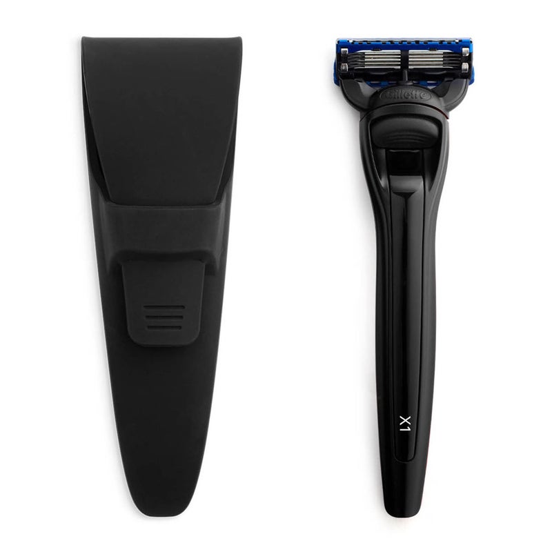 Bolin Webb Handle with Waterproof Travel Case in Nero Black. Fitted with Gillette Fusion5 Blade Cartridge Technology for The Closest Shave. Award Winning Razors for Men - Made in England. Style is X1